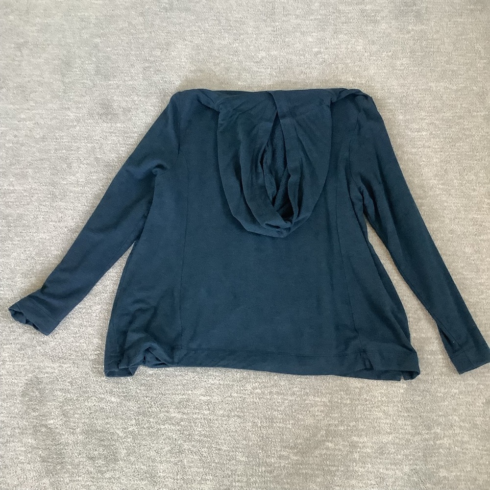 Purejill Tranquility Fleece Dark Heather Blue Hooded Top Sz. MP - Picture 8 of 8